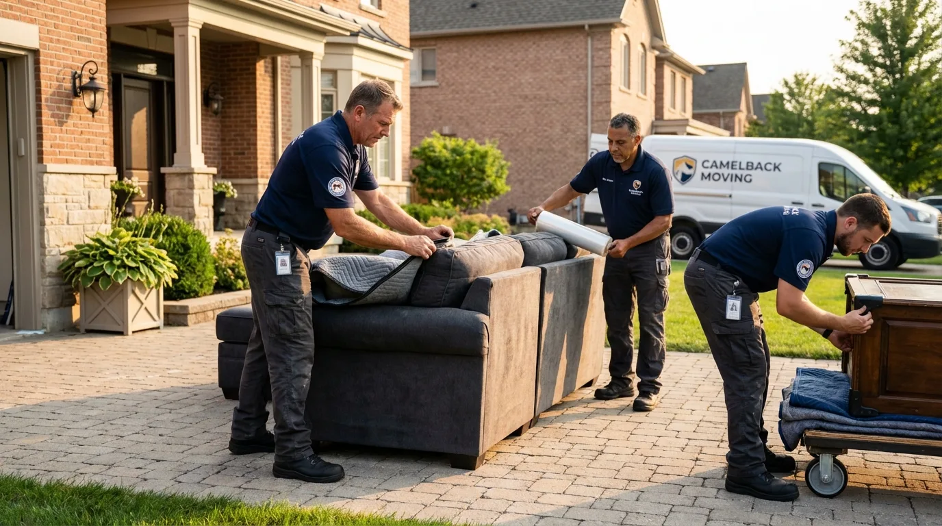 Large estate moving crew wrapping furniture in Lake Villa, IL